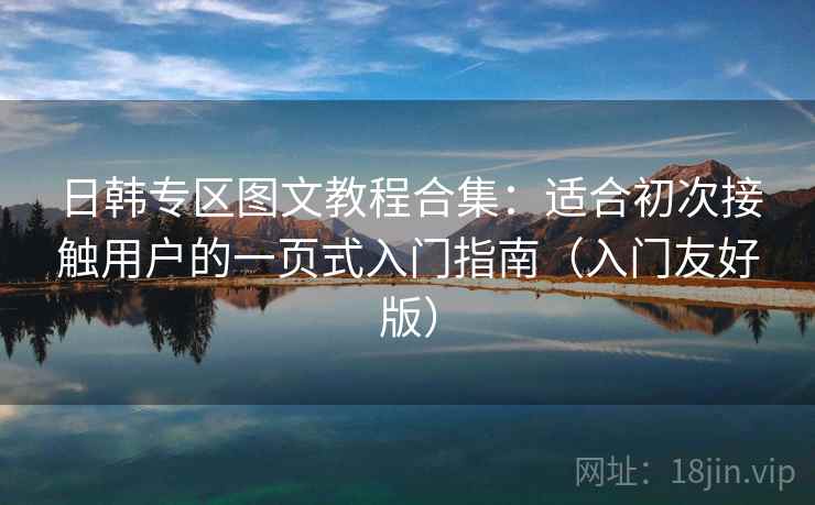 日韩专区图文教程合集：适合初次接触用户的一页式入门指南（入门友好版）